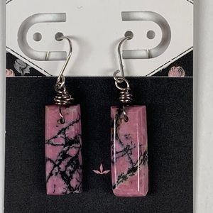 Handmade Pink Rhodonite Earrings